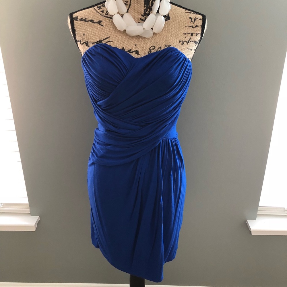 Express Blue Strapless Dress